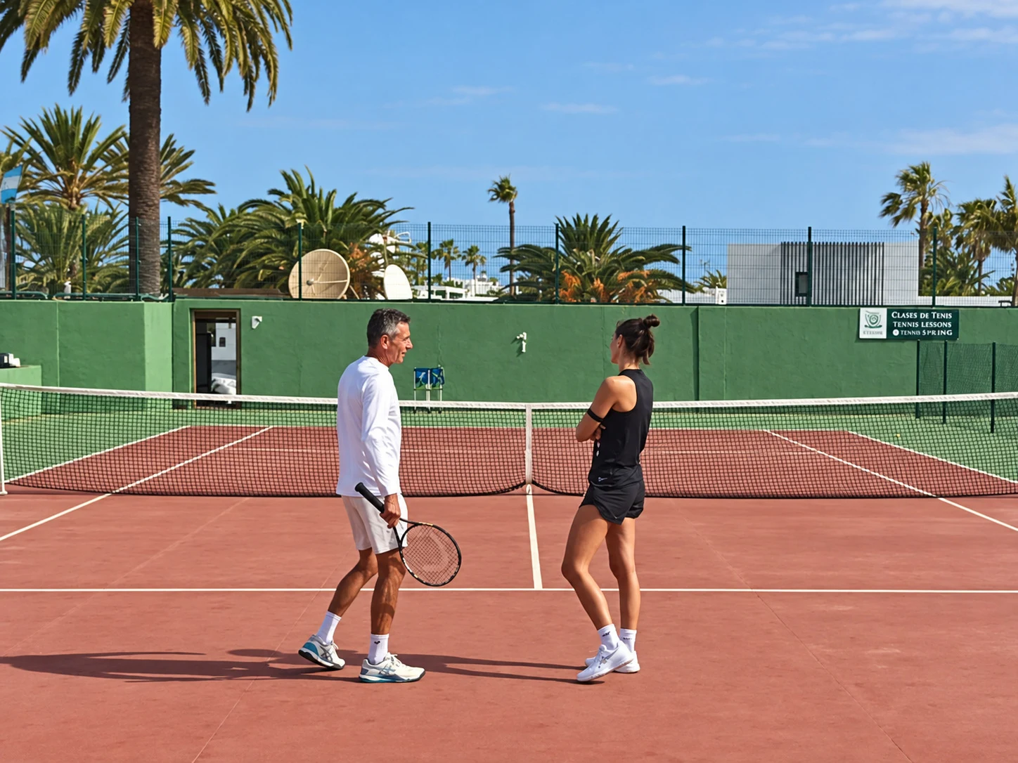 Edoardo with Tessa on court at Tennis Corralejo